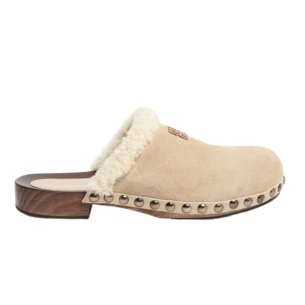 Miu Miu shearling-trimmed suede clogs